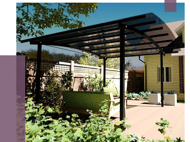 Навесы для террасы в Карпинске от 13092 руб. под ключ | ПРОЛЁТ-Кпн