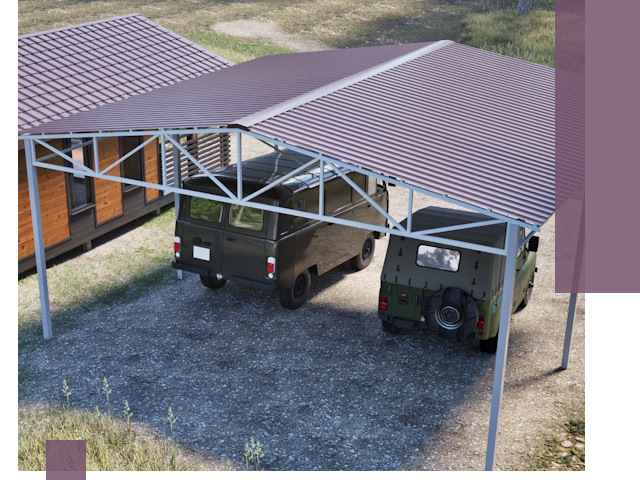 Двускатные навесы под ключ в Карпинске — изготовление и монтаж